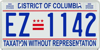 DC license plate EZ1142