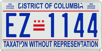 DC license plate EZ1144