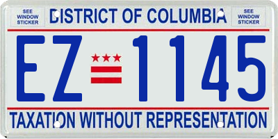 DC license plate EZ1145