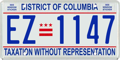 DC license plate EZ1147