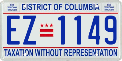 DC license plate EZ1149