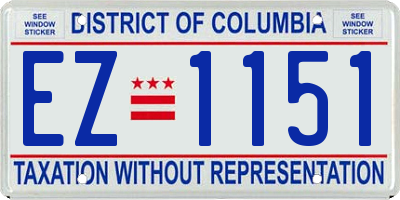 DC license plate EZ1151