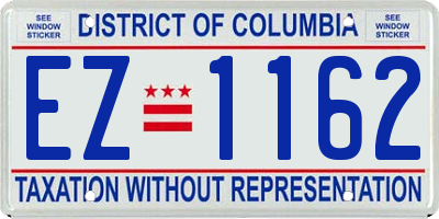 DC license plate EZ1162