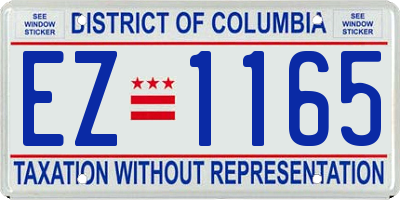 DC license plate EZ1165