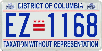 DC license plate EZ1168