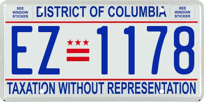 DC license plate EZ1178