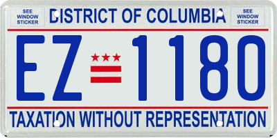 DC license plate EZ1180