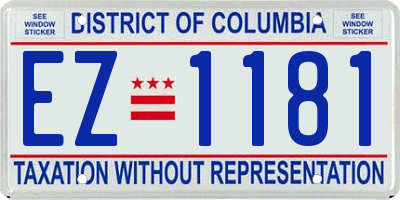 DC license plate EZ1181