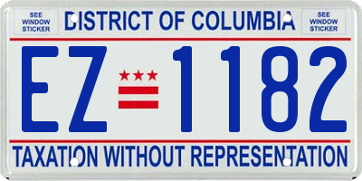 DC license plate EZ1182