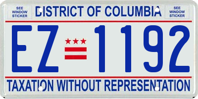 DC license plate EZ1192