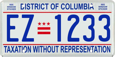 DC license plate EZ1233