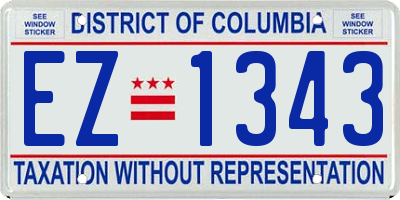 DC license plate EZ1343