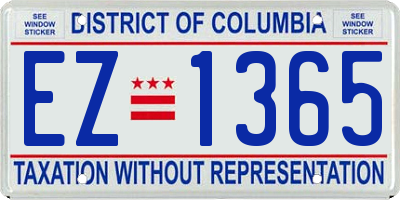 DC license plate EZ1365