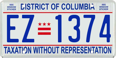 DC license plate EZ1374