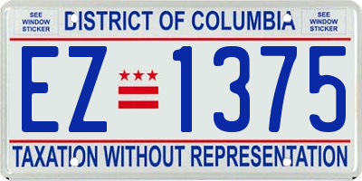 DC license plate EZ1375