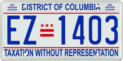 DC license plate EZ1403