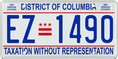 DC license plate EZ1490