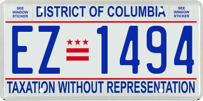 DC license plate EZ1494