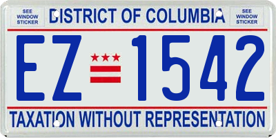 DC license plate EZ1542