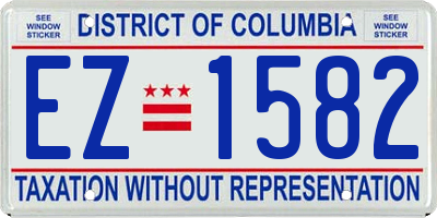 DC license plate EZ1582