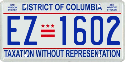 DC license plate EZ1602