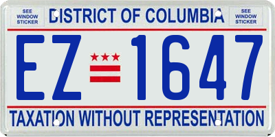 DC license plate EZ1647