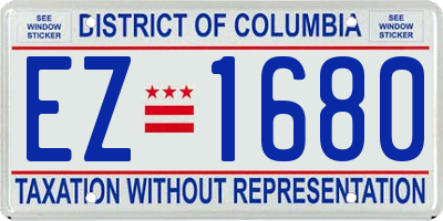 DC license plate EZ1680