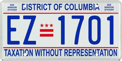 DC license plate EZ1701