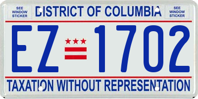 DC license plate EZ1702