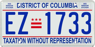 DC license plate EZ1733