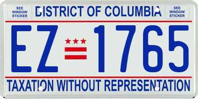 DC license plate EZ1765