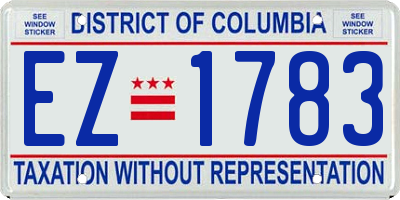 DC license plate EZ1783