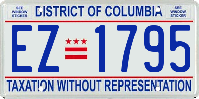 DC license plate EZ1795