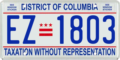 DC license plate EZ1803