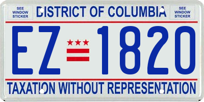 DC license plate EZ1820