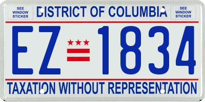 DC license plate EZ1834