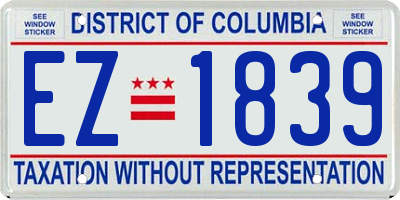 DC license plate EZ1839