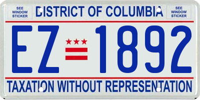 DC license plate EZ1892