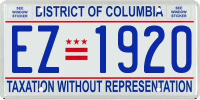 DC license plate EZ1920