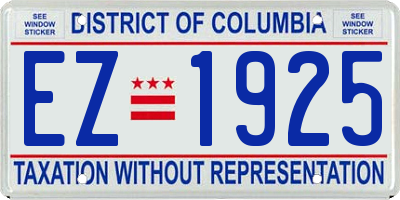 DC license plate EZ1925