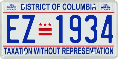 DC license plate EZ1934