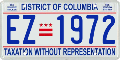 DC license plate EZ1972