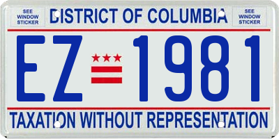 DC license plate EZ1981