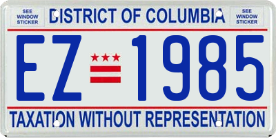 DC license plate EZ1985