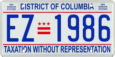 DC license plate EZ1986