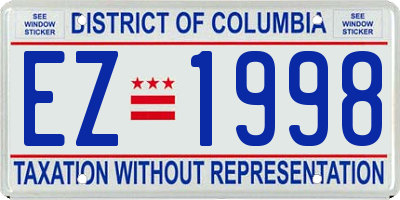 DC license plate EZ1998