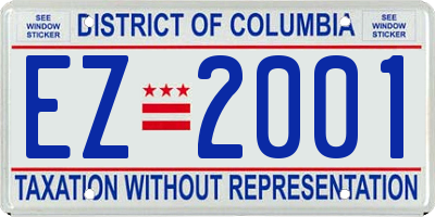 DC license plate EZ2001