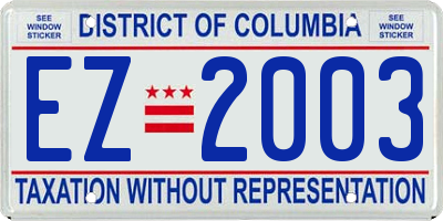 DC license plate EZ2003