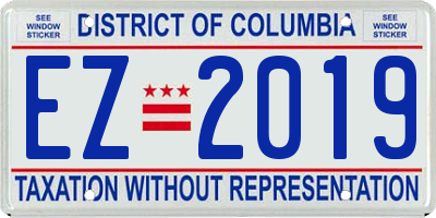 DC license plate EZ2019