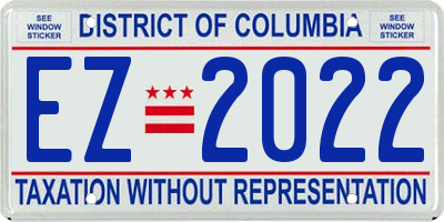 DC license plate EZ2022